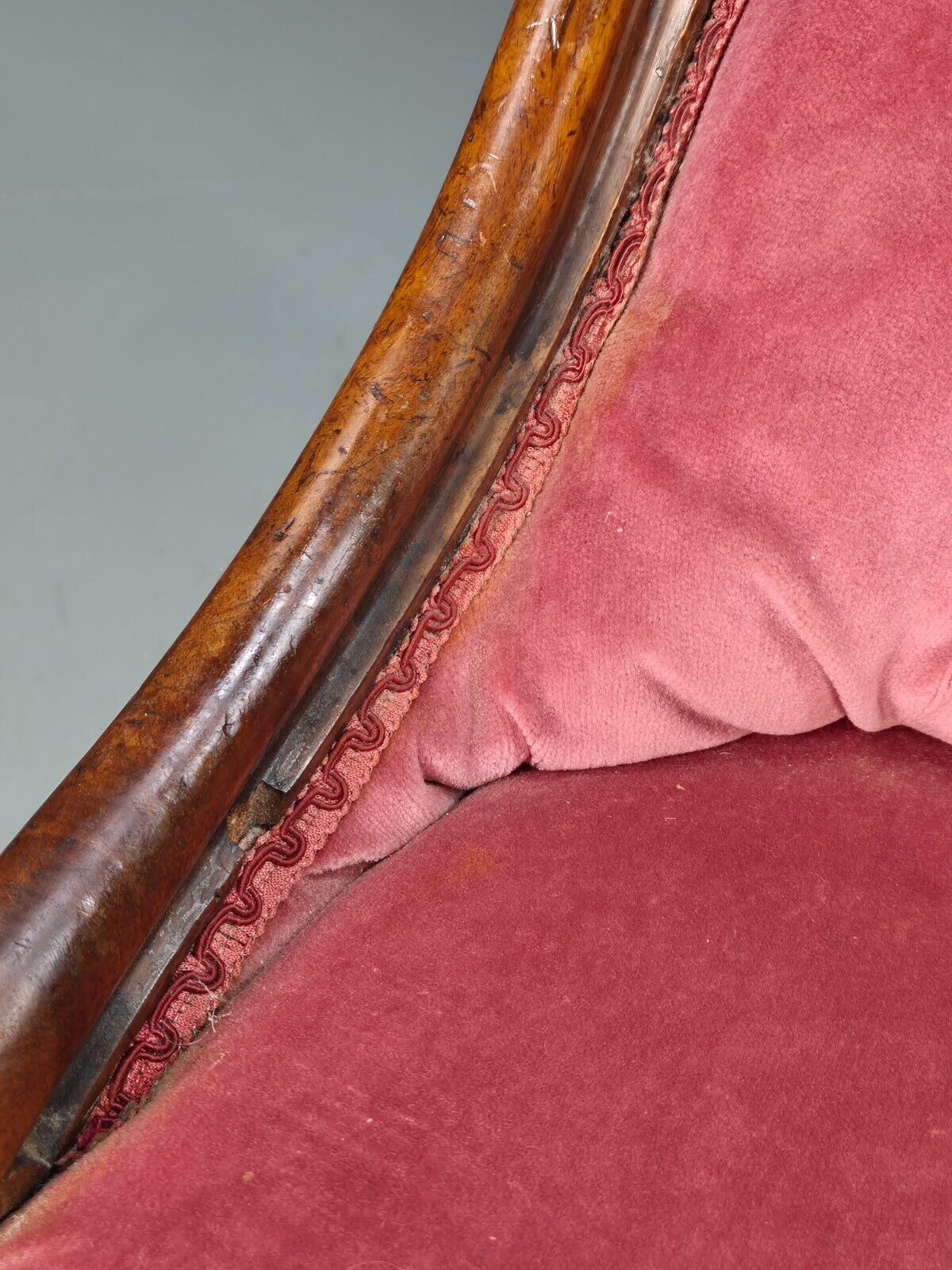 Vintage Lounge Chair Pink Velour Spoonback Nursing Parlour Victorian EB8438 VCLO - UKDK FURNITURE