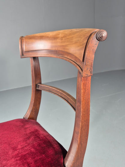 Antique William IV Mahogany Dining Chair Red Velvet Upholstery 1830 EB11224 VDIN11