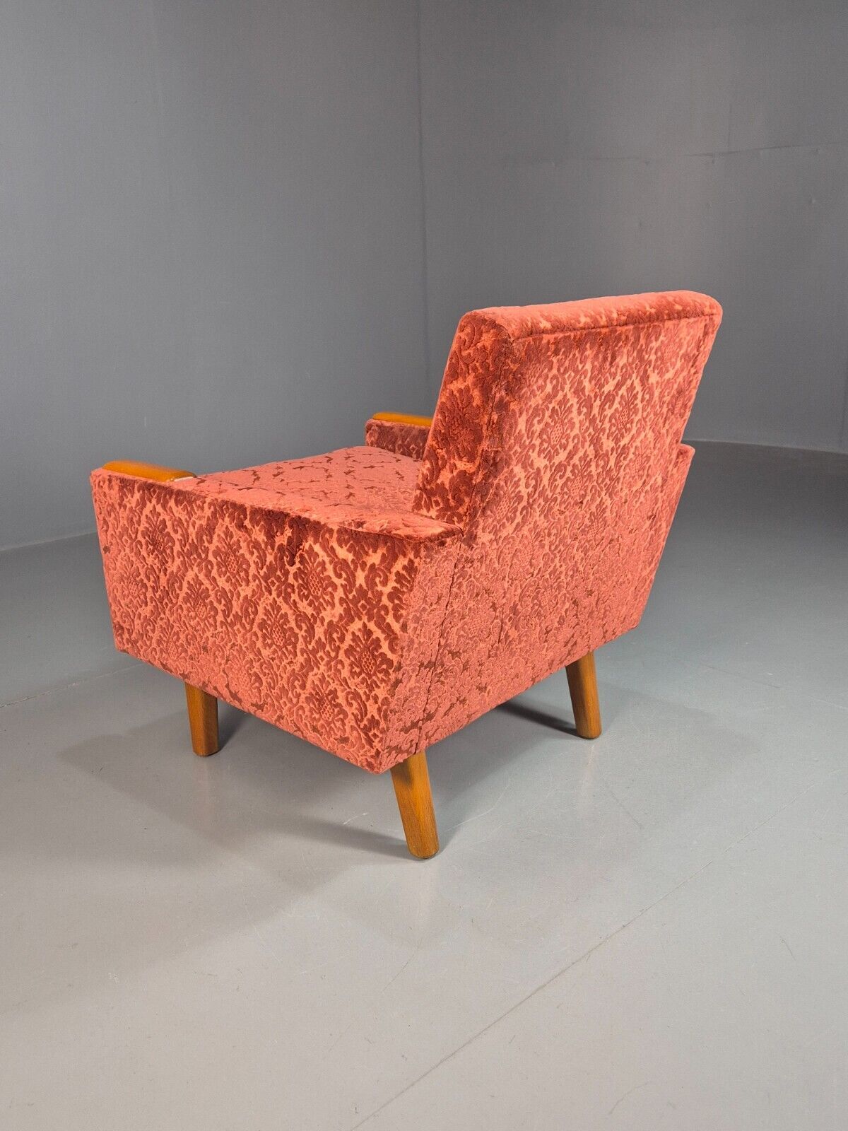 Vintage Swedish Lounge Chair Purple Moquette Teak Paws 1960s Retro EB7891 MNOR - UKDK FURNITURE