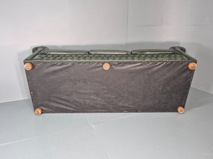 3 Seater Chesterfield Sofa Green Leather Studded Vintage EB11024 VCHE14