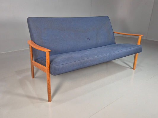 Vintage Swedish 2 Seat Sofa Blue Teak Frame 1960s Retro MCM EB7752 M3SS - UKDK FURNITURE