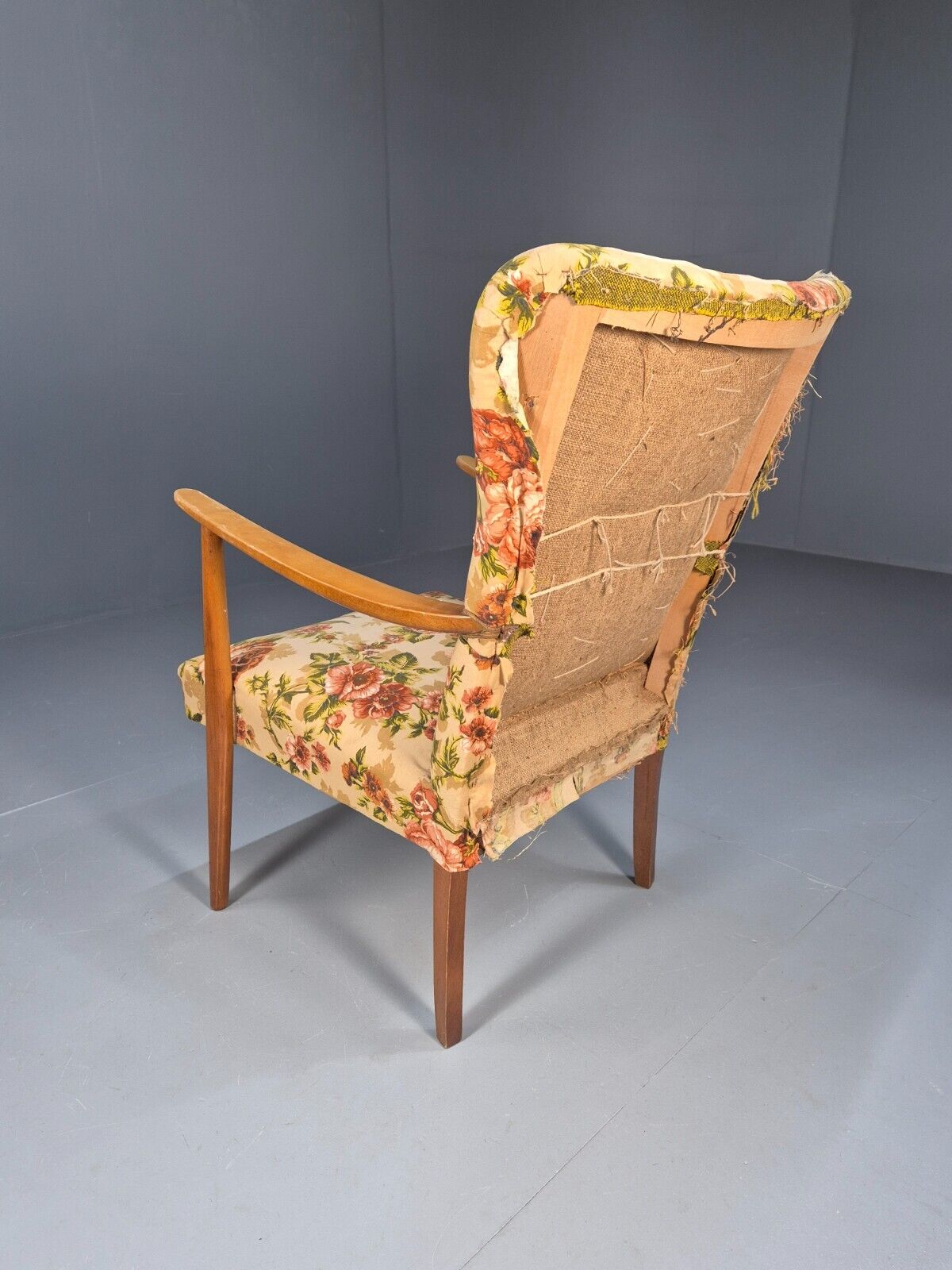 Vintage Danish Lounge Chair Reupholstery Project Beech Arm MCM Retro EB8917 MNOR - UKDK FURNITURE