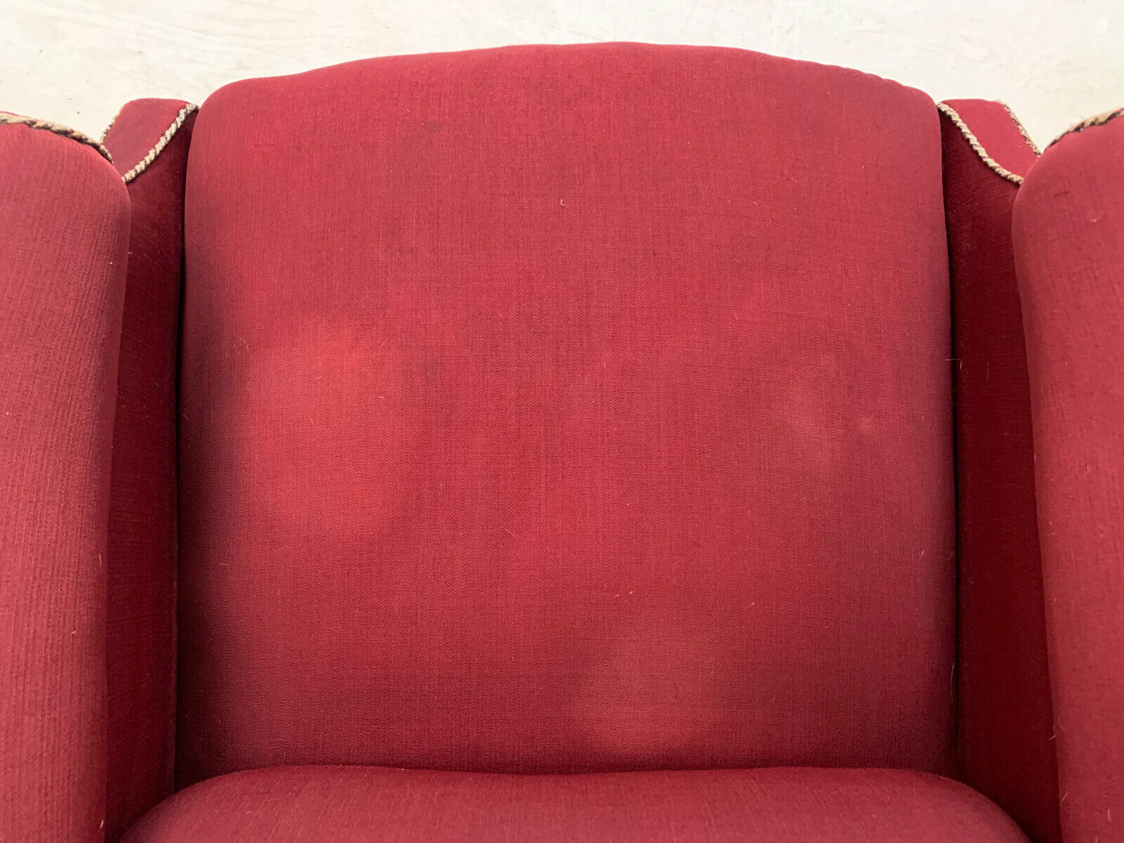 EB2597 Dark Red Fabric Arm Chair with Castors for Reupholstery VintageVCLO - UKDK FURNITURE