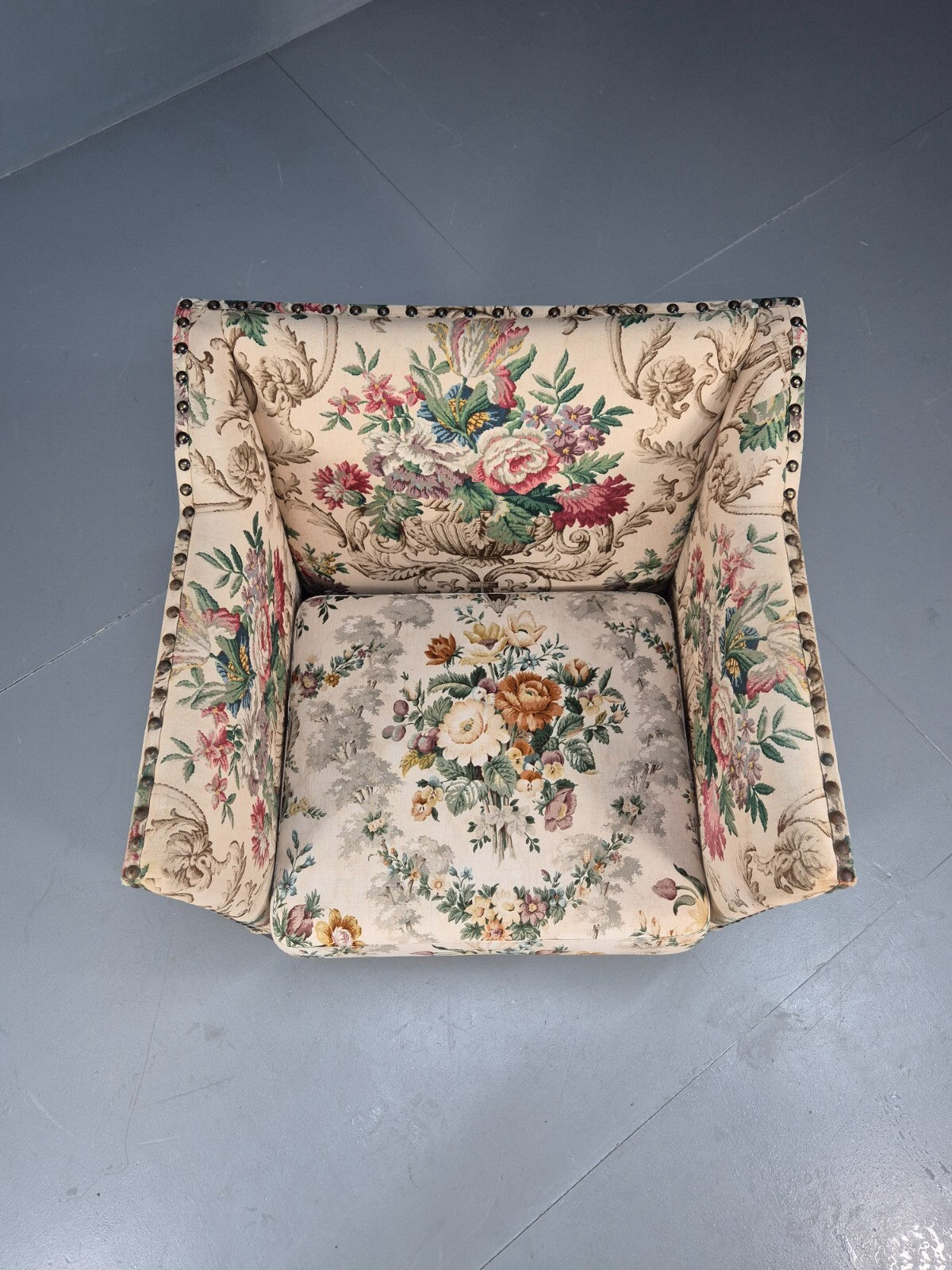 Vintage Danish Lounge Chair Floral Cotton Upholstery 1970s Retro EB07869 MNOR - UKDK FURNITURE