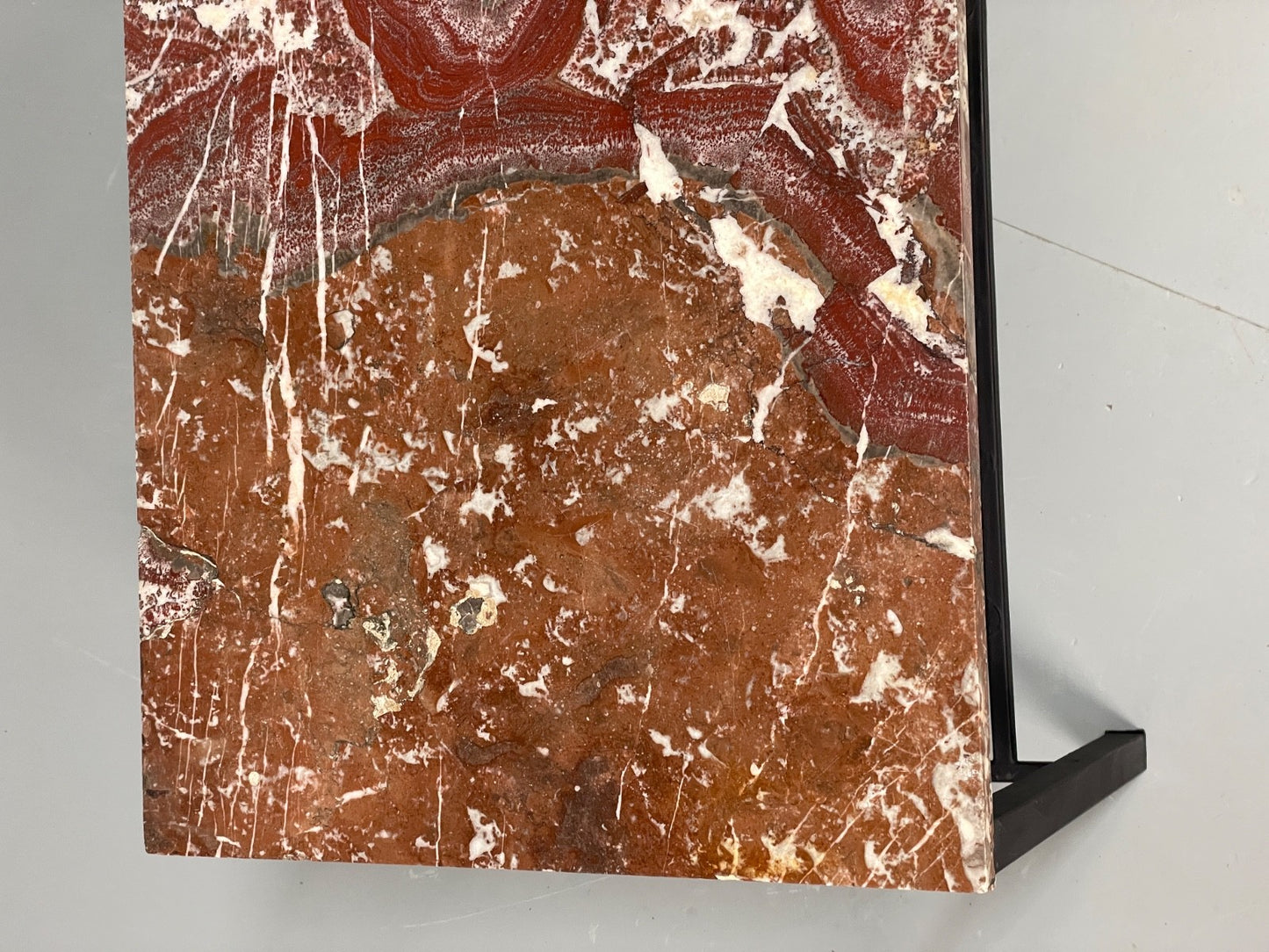 Vintage Marble Coffee Table Black Steel Frame Magazine Rack  1980s EB11047 MWOO2