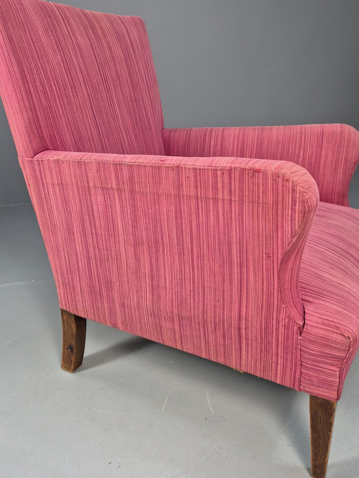 Vintage Danish Pink Chenille Lounge Chair 1950s Retro Mid Century EB10211 MNOR14