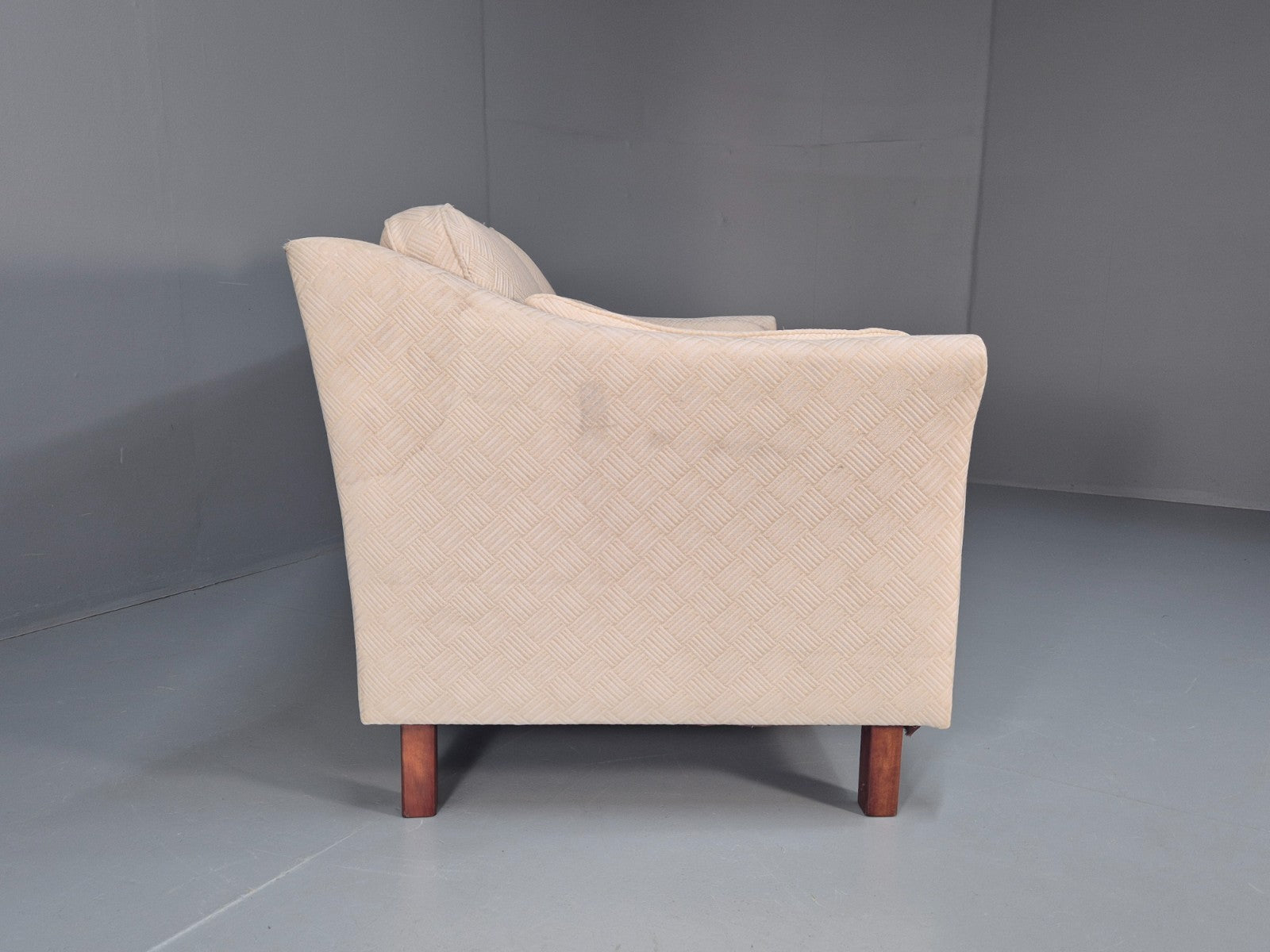 Vintage 2 Seater Sofa Retro Danish Cream Patterned Fabric EB10516 M2SS13