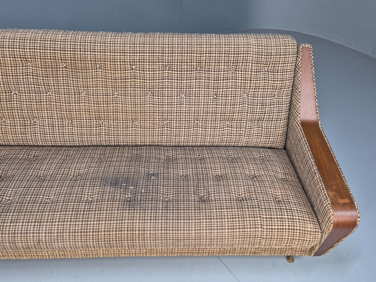 Vintage Mid Century Sofa Bed Teak Details to Arm 1960s Retro MCM EB9404 M4SS - UKDK FURNITURE