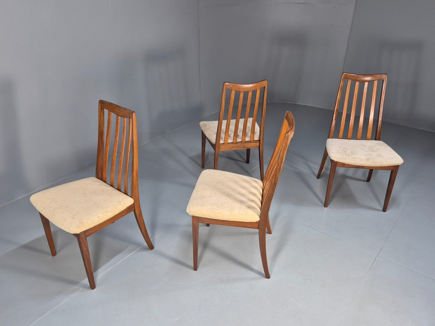 Vintage G Plan Fresco Dining Chairs 4 Teak Cream Seats 1970s Retro EB10206 MDIN16