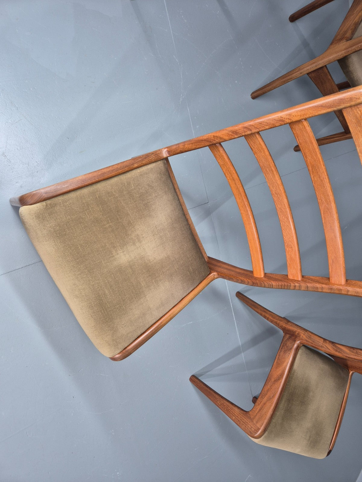4 Vintage G Plan Dining Chairs Teak Ladder Back Frames Green Retro EB11836 MDIN14