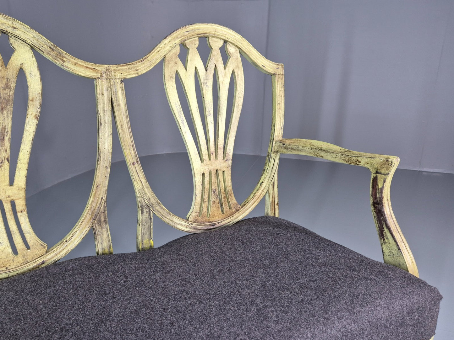 Hepplewhite Three Seater Settee New Grey Upholstery Reproduction  EB10993 VWOO7