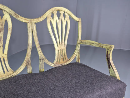 Hepplewhite Three Seater Settee New Grey Upholstery Reproduction  EB10993 VWOO7