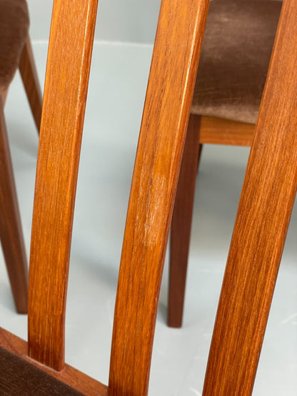 Vintage G Plan Fresco Teak Dining Chairs Six Brown Velour Retro EB9780 MDIN - UKDK FURNITURE