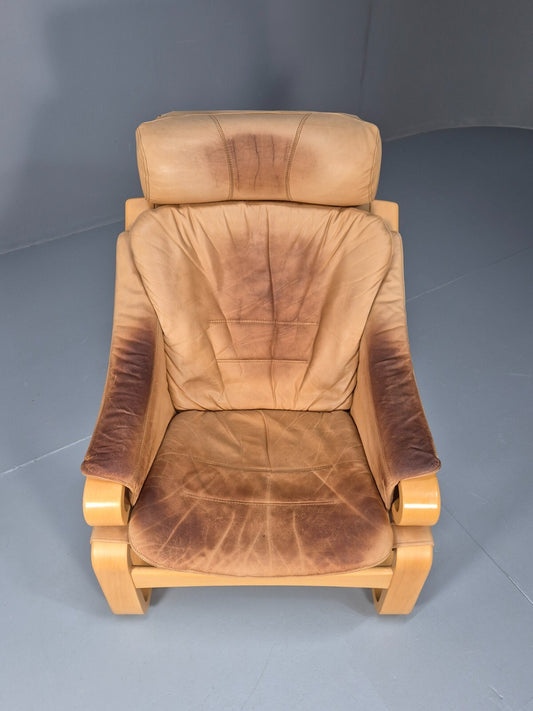 Vintage Danish Skippers Bentwood and Leather Apollo Lounge Chair EB9245 MBEN - UKDK FURNITURE