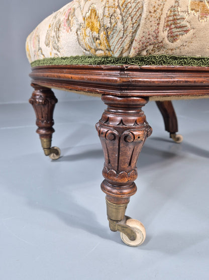 Antique Mahogany Nursing Chair Floral Upholstery 1880s Victorian EB11175 VCLO2