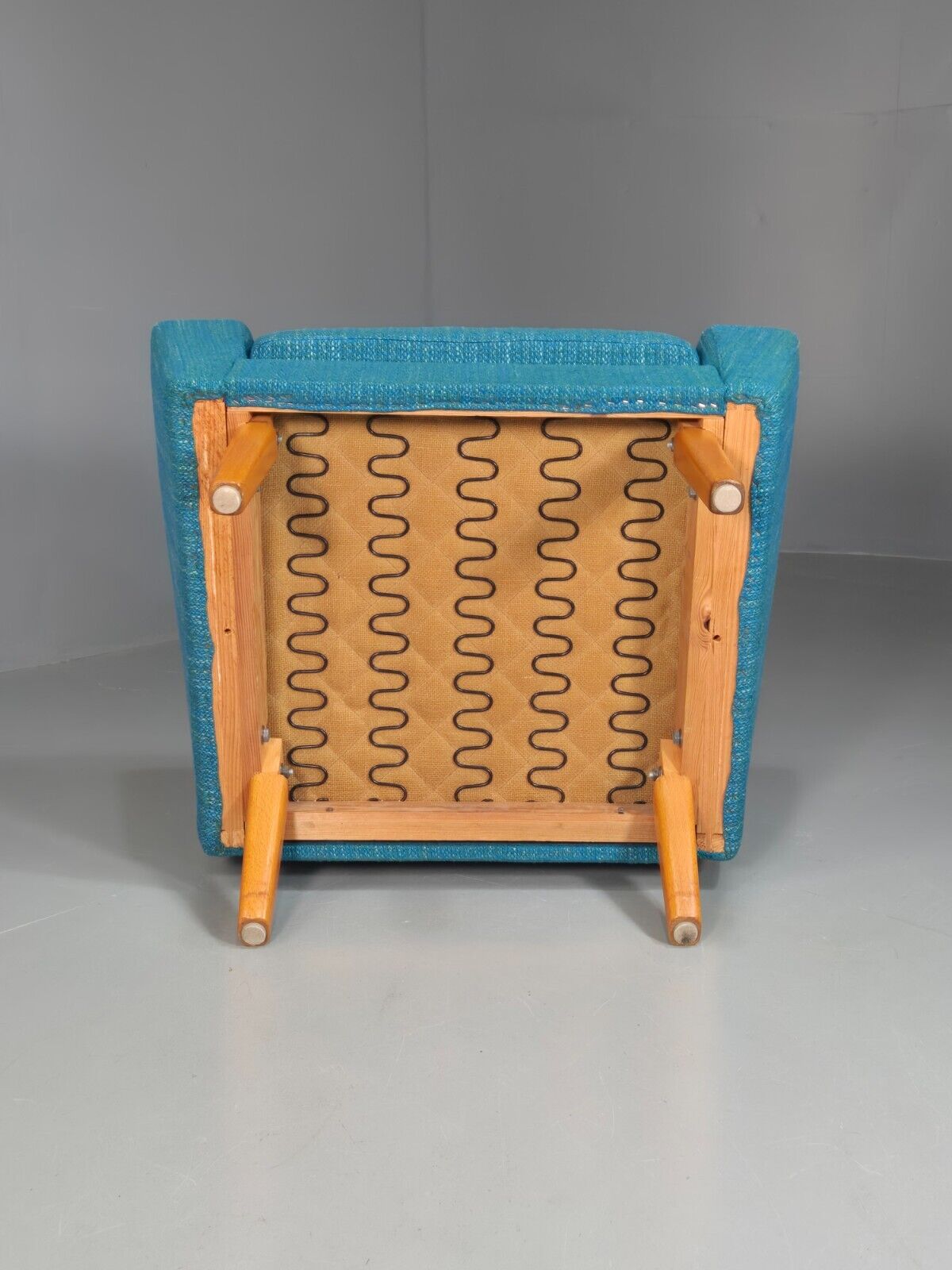 Vintage Swedish Lounge Chair Blue Wool Retro 1960s MCM EB7894 MNOR - UKDK FURNITURE