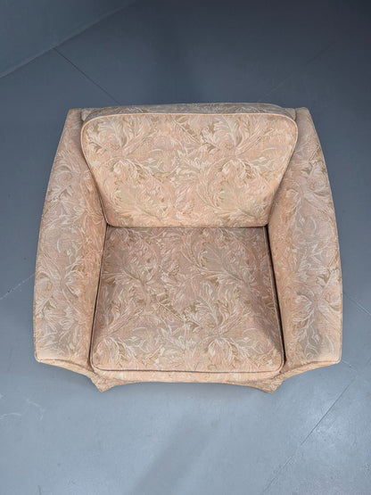 Vintage Danish Lounge Chair Peach Floral Upholstery 1970s Retro EB8974 VCLO - UKDK FURNITURE