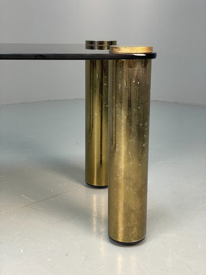 Vintage Rectangular Coffee Table Brass & Smoked Glass Zanuso Style EB8687 MWOO - UKDK FURNITURE