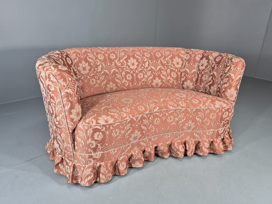 Vintage Danish Banana Sofa 1930s Art Deco Floral Pink Upholstery EB11410 V2SS0
