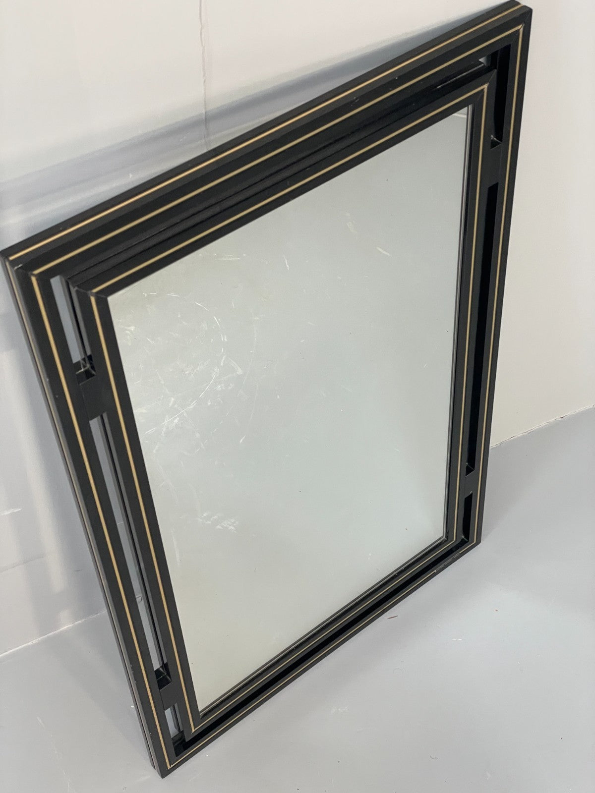 Vintage Pierre Vandel Mirror Wall Hanging Black Gold 1970s French EB11803 MWOO3