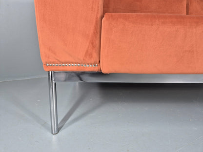 Vintage 4 Seater Sofa Italian Modern Design Sitia Peach Velvet  EB11771 M4SS7