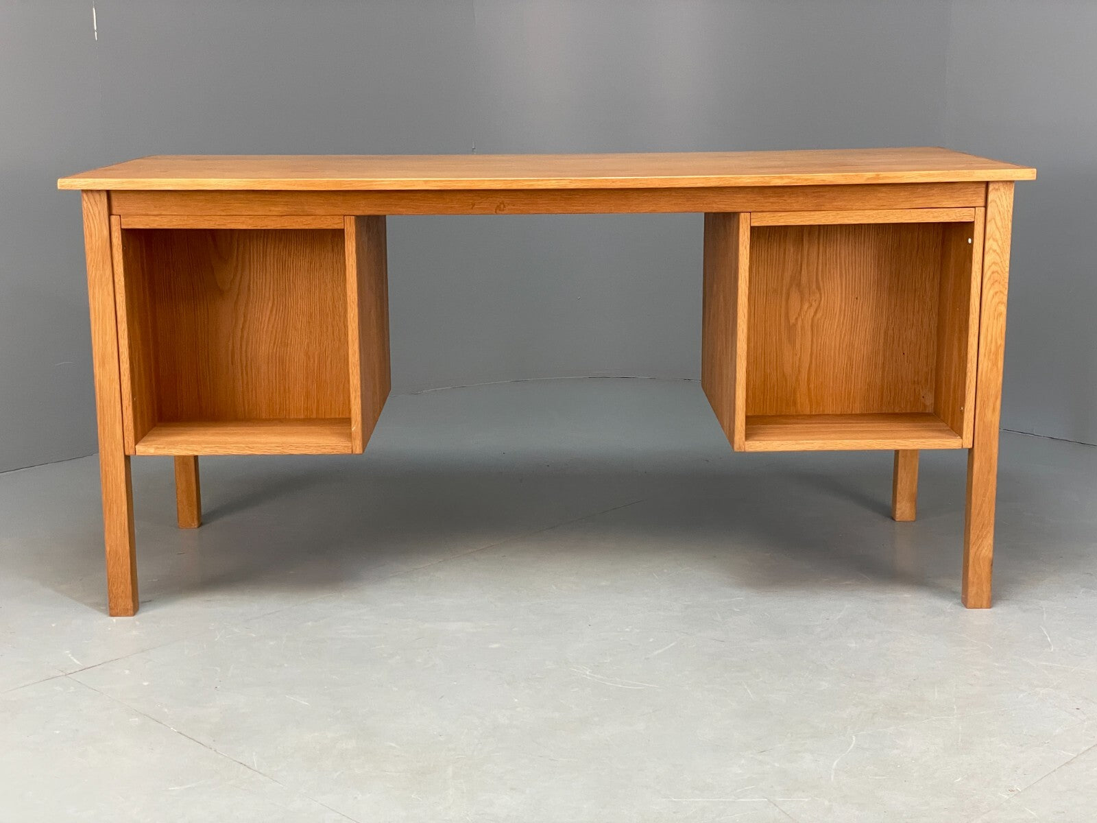 Vintage Danish Oak Desk Teak Handles With Drawers And Storage EB8722 MWOO - UKDK FURNITURE
