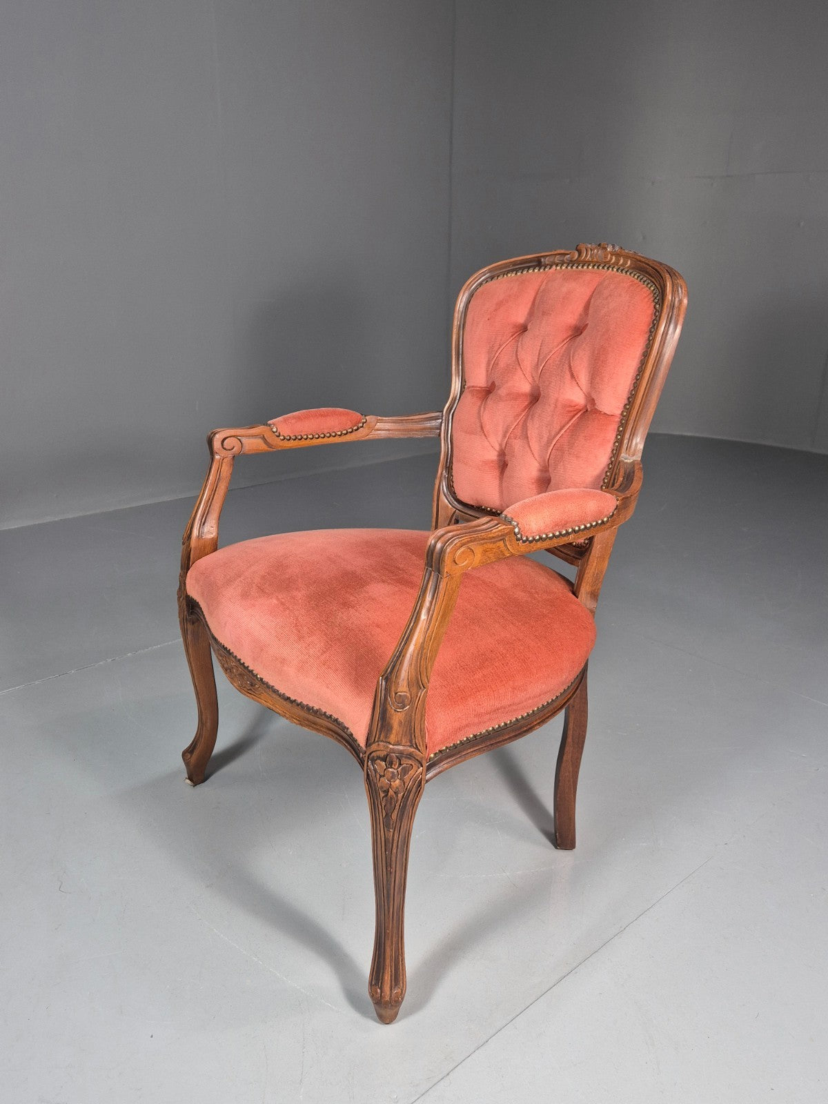 Vintage Rococo Lounge Chair Danish 1970s Reproduction Salmon Pink EB10773 VCLO10