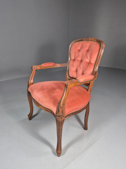 Vintage Rococo Lounge Chair Danish 1970s Reproduction Salmon Pink EB10773 VCLO10