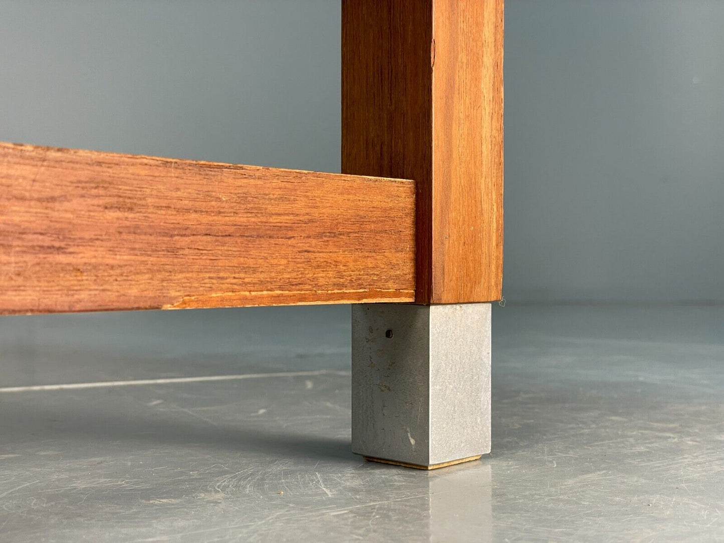 Midcentury Danish Teak Rectangular Coffee Table With Metal Feet EB8672 MWOO - UKDK FURNITURE
