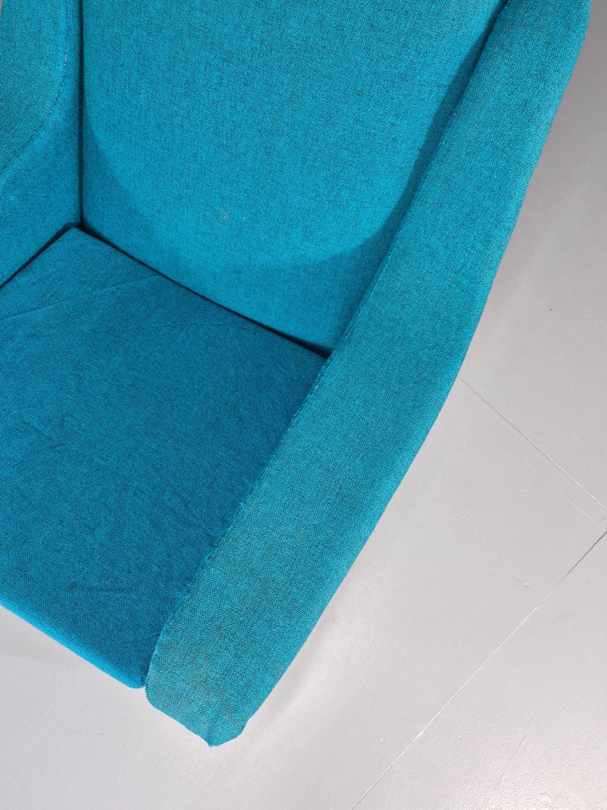 Vintage Swedish Lounge Chair 1960s Retro Dux Mid Century Blue Wool  EB11104 MNOR2