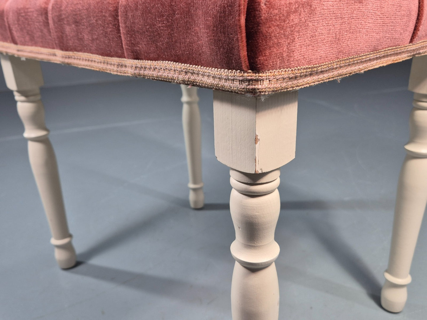1970s Retro Dressing Table Stool Pink Velour Rococo Styled Kitsch EB11963 VWOO8