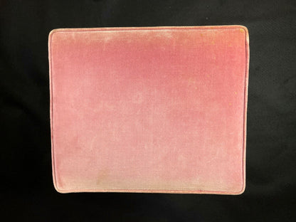 Danish Cream Footstool with Pink Velour Cushion Vintage EB4108 VWOO - UKDK FURNITURE