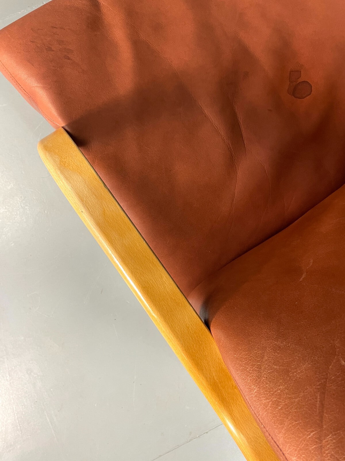 Vintage Danish Lounge Chair Brown Leather Bentwood Stouby Retro MCM EB6648 MBEN10