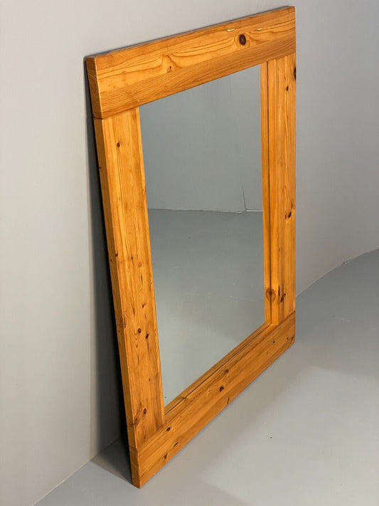 Vintage Danish Large Solid Pine Rectangular Mirror EB8411 MWOO - UKDK FURNITURE
