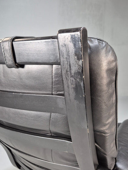 Vintage Danish Swivel Chair Black Leather Retro Seating EB8882 MSWI - UKDK FURNITURE