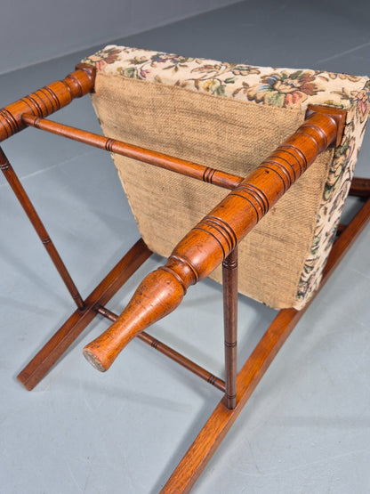 Edwardian Dining Chair Oak Frame Jacobean Revival Floral   EB11222 VDIN12