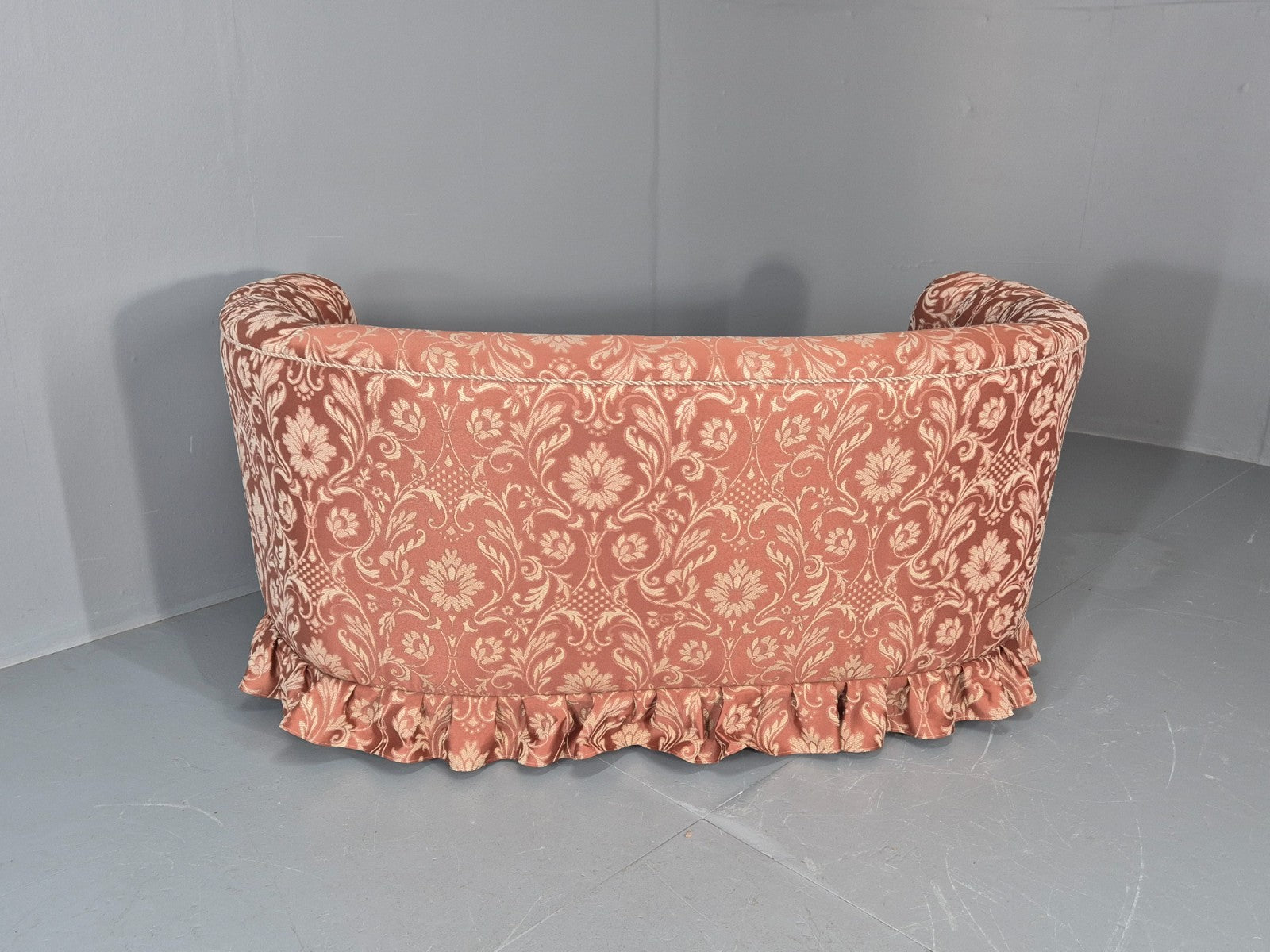 Vintage Danish Banana Sofa 1930s Art Deco Floral Pink Upholstery EB11410 V2SS13