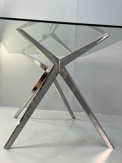 Glass & Chrome Dining Table By Calligaris Modern Minimal Design EB10357 MWOO18