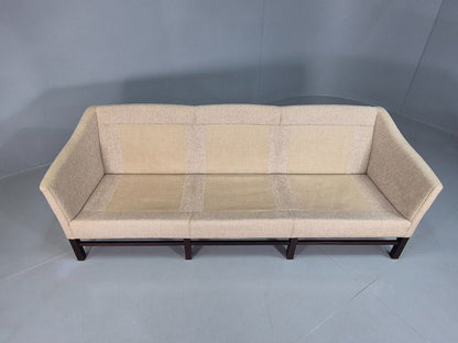 Vintage Danish 3 Seat Sofa Beige Wool Legged Frame 1980s Retro MCM EB7792 M3SS - UKDK FURNITURE