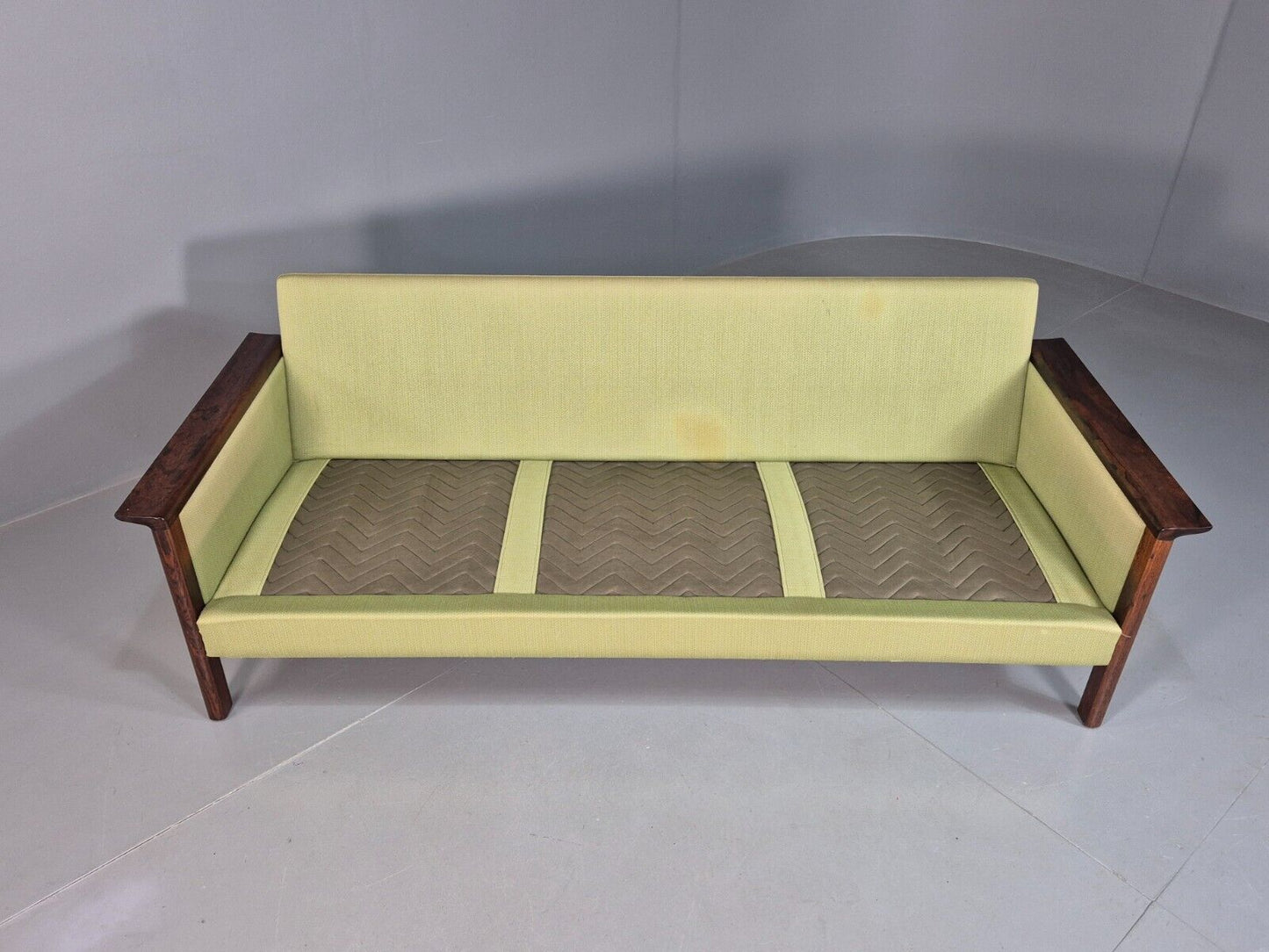 Vintage Midcentury Danish Three Seat Green Sofa Rosewood EB7741 M3SS - UKDK FURNITURE