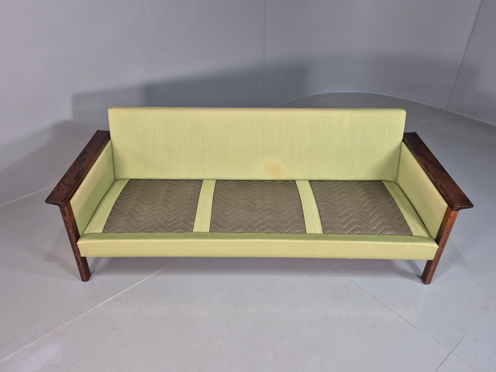 Vintage Midcentury Danish Three Seat Green Sofa Rosewood EB7741 M3SS - UKDK FURNITURE