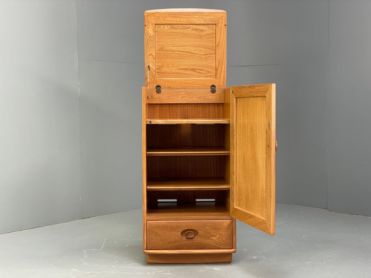 Vintage Ercol HiFi Record Cabinet Solid Elm With Drawer Mid Century EB9519 MWOO - UKDK FURNITURE