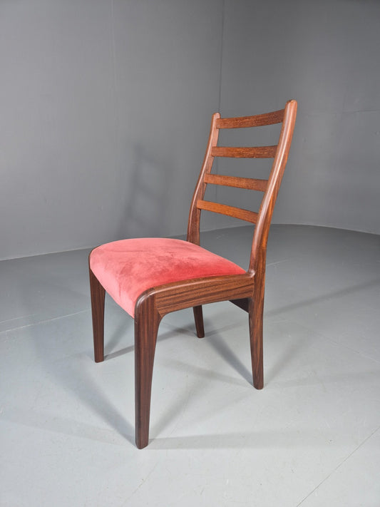 Vintage G Plan Dining Chair 1970s Pink Velour Teak Retro MCM  EB11649 VDIN0