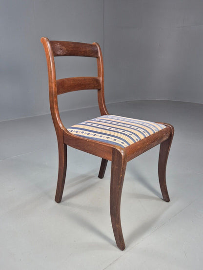 Vintage Danish Dining Chair Blue Striper Mahogany Georgian 20th C EB1479 VDIN - UKDK FURNITURE