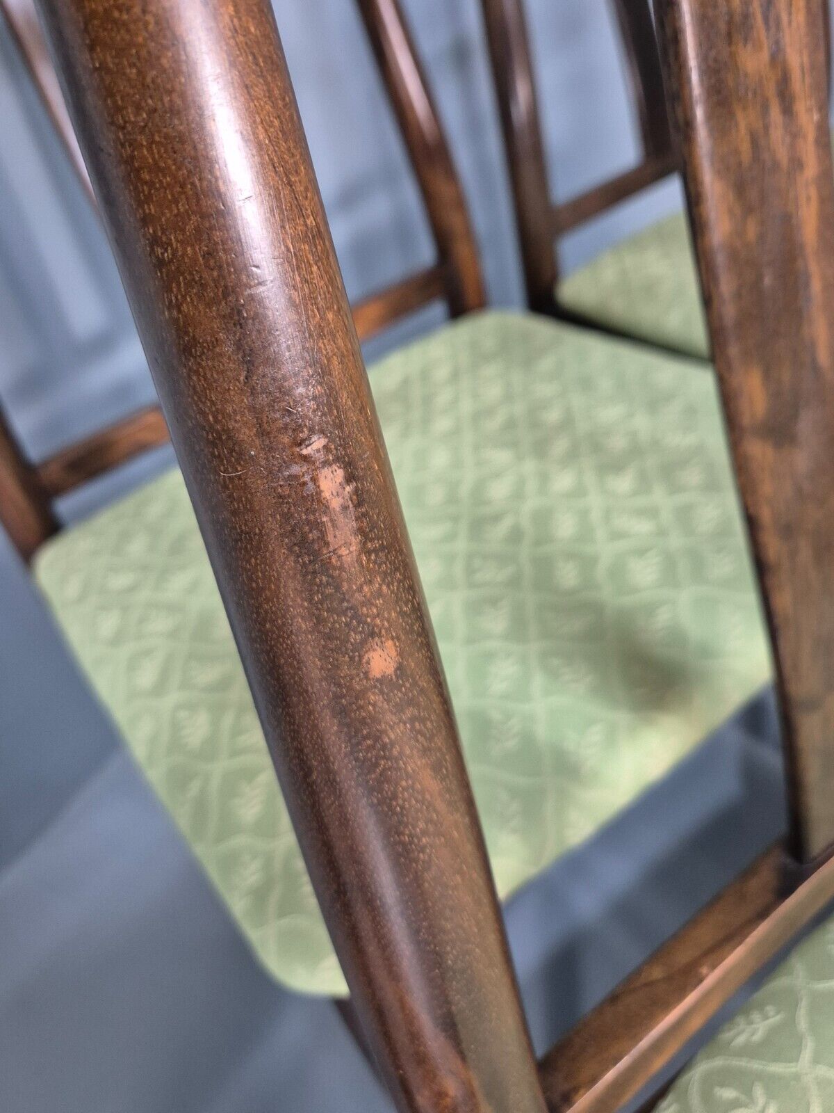 8 Vintage Danish Design Dining Chairs High back Hardwood Green 1970s EB9143 MDIN - UKDK FURNITURE