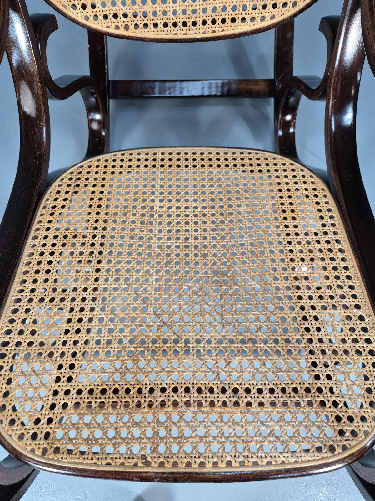 Vintage Rocking Chair Rattan and Bentwood Thonet Style 1970s Retro EB8945 VBER17