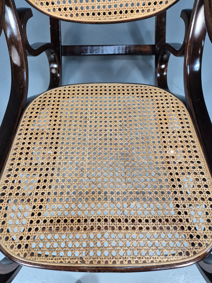 Vintage Rocking Chair Rattan and Bentwood Thonet Style 1970s Retro EB8945 VBER17