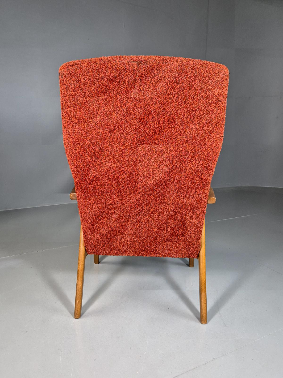 Vintage Swedish Lounge Chair Orange Beech Wood Frame Retro 1960s MCM EB7244 MNOR11