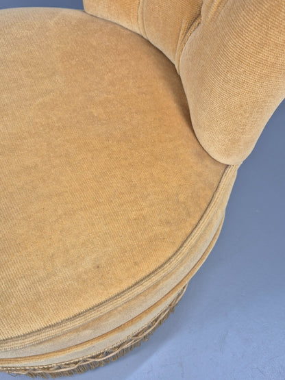 Vintage Yellow Velour Nursing Chair Button Back Tassels Retro EB9700 VCLO - UKDK FURNITURE