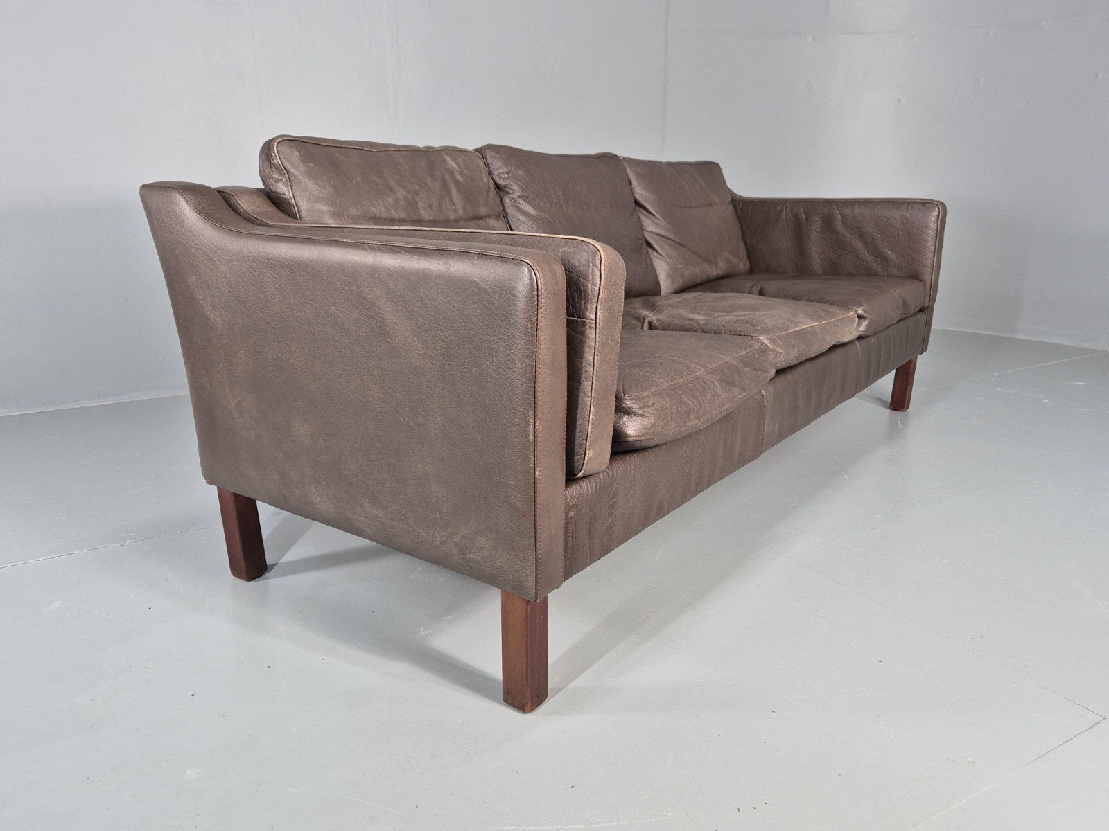 Vintage 3 Seat Sofa Danish Brown Leather Mid Century Retro 1970s EB10487 M3SS11